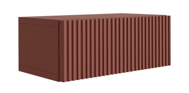 Table De Chevet Suspendue Avec Tiroir, Façade Rainurée, Couleur : Rouge Brique, 40 X 20 X 16 Cm
