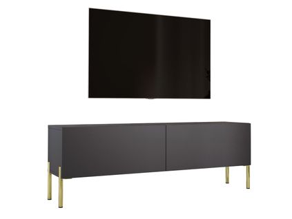Meuble TV : Anthracite, Pieds Or, 140 X 52 X 32 Cm