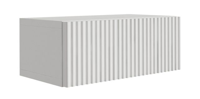 Table De Chevet Suspendue Avec Tiroir, Façade Rainurée, Couleur : Blanc, 40 X 20 X 16 Cm