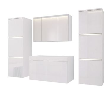 Ensemble Meuble Salle De Bain, Blanc Mat, Blanc Brillant, 160 X 130 Cm