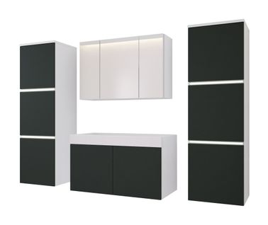 Ensemble Meuble Salle De Bain, Blanc Mat, Antracite, 160 X 130 Cm