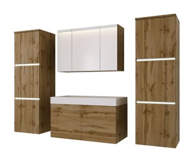 Ensemble Meuble Salle De Bain, Wotan Chêne, 160 X 130 Cm