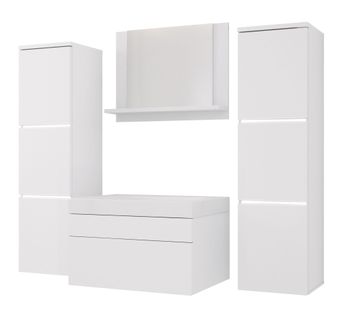 Ensemble Meuble Salle De Bain, Blanc Mat, Blanc Mat, 120 X 110 Cm