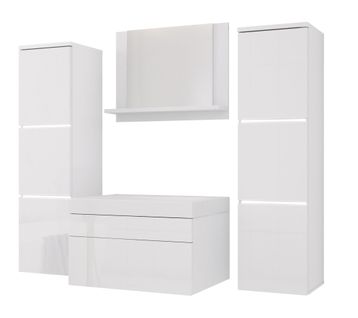Ensemble Meuble Salle De Bain, Blanc Mat, Blanc Brillant, 120 X 110 Cm