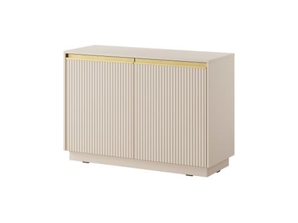 Buffet : 2 Portes, 4 Étagères, Beige Sable, 103,5 X 71,4 X 39 Cm