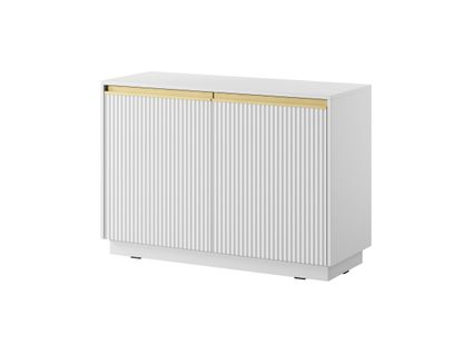 Buffet : 2 Portes, 4 Étagères, Blanc Mat, 103,5 X 71,4 X 39 Cm