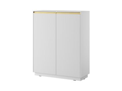 Buffet : 2 Portes, 6 Étagères, Blanc Mat, 103,5 X 127 X 39 Cm