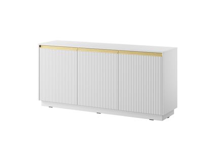 Buffet : 3 Portes, 6 Étagères, Blanc Mat, 153,4 Cm X 71,6 Cm X 39 Cm