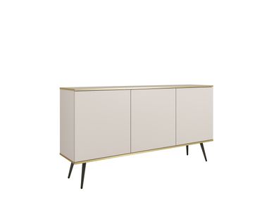 Buffet, Beige, Pieds Noirs, 160 X 85 X 39 Cm