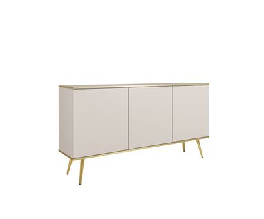 Buffet, Beige, Pieds Dorés, 160 X 85 X 39 Cm