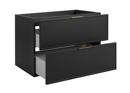 Meuble De Salle De Bain, Gris Foncé, Poignée Dorée, 46 X 80 X 57 Cm