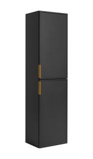 Meuble De Salle De Bain, Gris Foncé, Poignée Dorée, 35 X 136 X 27 Cm