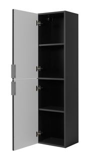 Meuble De Salle De Bain, Gris Foncé, Poignée Argentée, 35 X 136 X 27 Cm