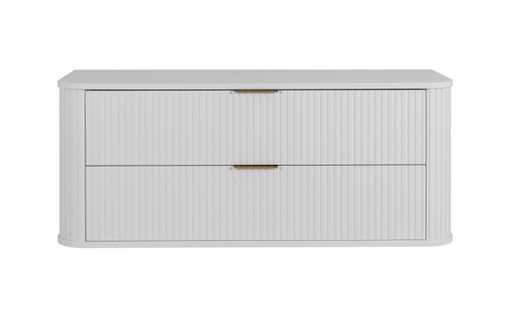 Meuble De Salle De Bain, Blanc Mat, Poignée Dorée, 41,5 X 120 X 51,7 Cm