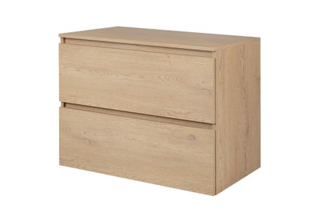 Meuble De Salle De Bain 80 Cm + Top, Couleur : Chêne Clair, 80 X 46 X 60,7 Cm