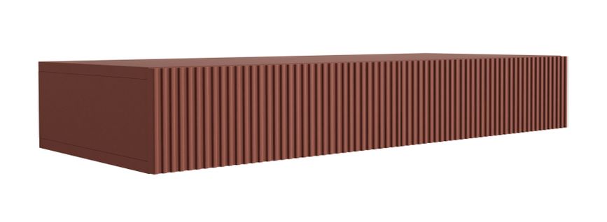 Coiffeuse Suspendue Avec Deux Tiroirs, Façade Rainurée - Couleur : Rouge Brique, 100 X 40 X 16 Cm