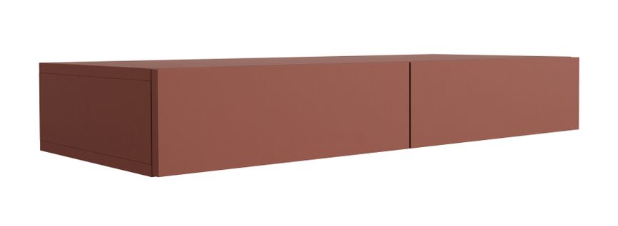 Coiffeuse Suspendue Avec Deux Tiroirs, Façade Lisse - Couleur : Rouge Brique, 100 X 40 X 16 Cm