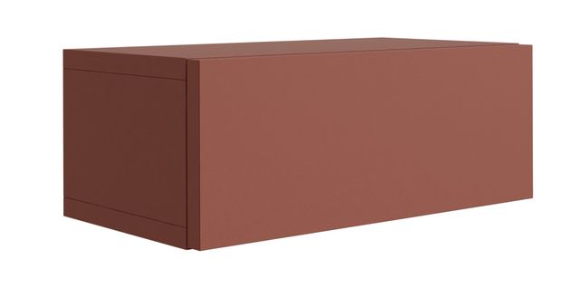 Table De Chevet Suspendue Avec Tiroir, Façade Lisse, Couleur : Rouge Brique, 40 X 20 X 16 Cm