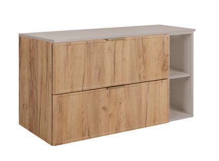 Meuble De Salle De Bain, Chêne Craft / Cachemire, Poignée Dorée, 100 (80 + 20) X 46 X 57 Cm