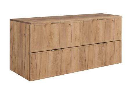 Meuble De Salle De Bain, Chêne Craft, Poignée Dorée, 160 ( 2 X 80) X 46 X 57 Cm