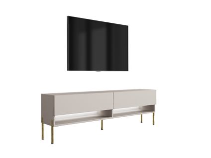 Meuble TV 170 Cm Cachemire, Pieds Droits Dorés, LED Blanche, 170 X 32 X 52 Cm