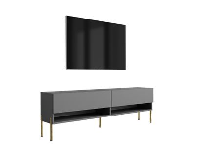 Meuble TV 170 Cm Anthracite, Pieds Droits Noirs, 170 X 32 X 52 Cm