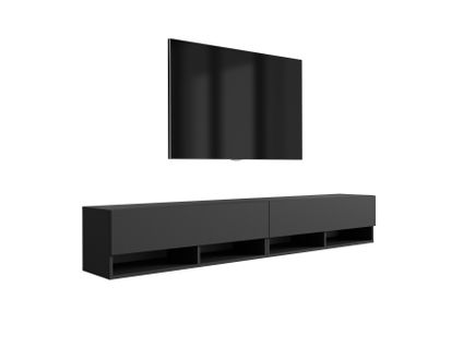 Meuble TV 200 (2 X 100) Cm Noir Mat, 200 X 32 X 52 Cm