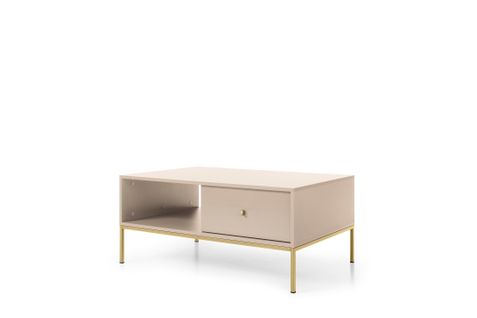 Table Basse, Beige Sable, 103,5 X 46,2 X 68 Cm, Pieds Dorées