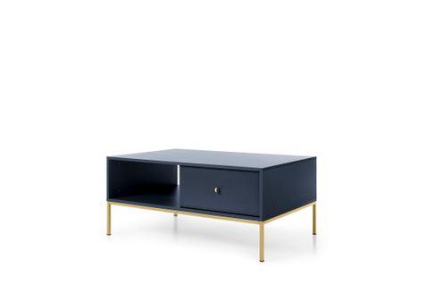 Table Basse, Bleu Marine, 103,5 X 46,2 X 68 Cm, Pieds Dorées