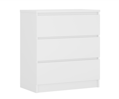 Commode 3 Tiroirs, Blanc Mat, 70 X 39 X 79 Cm