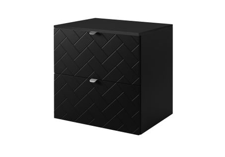 Meuble De Salle De Bain, Noir Mat, 60 X 57 X 46 Cm, Poignées Argentées