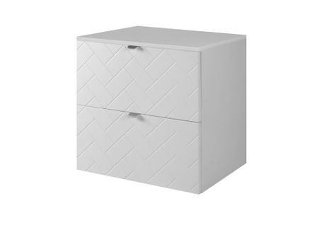 Meuble De Salle De Bain, Blanc Mat, 60 X 57 X 46 Cm, Poignées Argentées