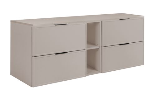 Meuble De Salle De Bain, Cachemire, Poignée Noire, 140 ( 2 X 60 + 20) X 46 X 57 Cm