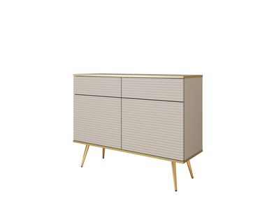 Buffet Glamour Avec Pieds Dorés, 107 X 85 X 39 Cm - Beige