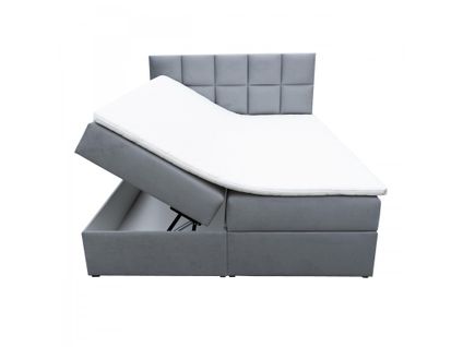 Ensemble 140x200 Cm Bali Avec Matelas Ressorts Intégrés, Rangement, Surmatelas En Velours Gris