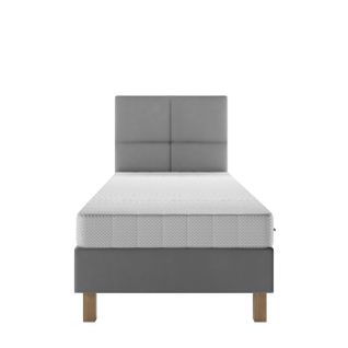 Lit 80x200 Cm Dubai Avec Matelas Ressorts Ensachés Et La Tête De Lit En Velours Gris