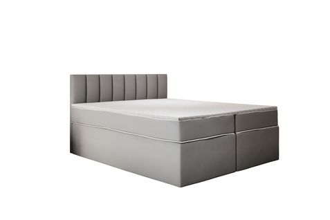 Lit Adulte 200x200 Cm Miami Matelas Ressorts Ensachés Et Surmatelas à Mémoire Velours Gris Clair