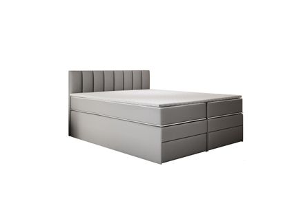 Lit Adulte 160x200 Cm Miami Matelas Ressorts Ensachés Surmatelas Et Tiroirs Velours Gris Clair