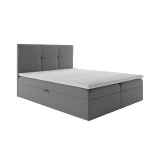 Lit Boxspring 160x200 Cm Top Matelas Ressorts Intégrés, Rangement, Surmatelas En Velours Gris Clair