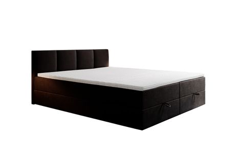 Lit Boxspring 160x200 Cm Royal Avec Matelas Ressorts Intégrés, Rangement, Surmatelas En Velours Noir