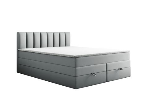 Lit Adulte 180x200 Cm Gusto Rangement Matelas Ressorts Ensachés Et Surmatelas En Velours Gris Clair
