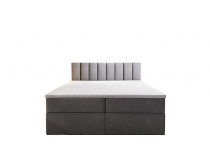 Lit Adulte 160x200 Cm Palermo Avec Matelas Ressorts Intégrés, Rangement, Surmatelas En Velours Gris