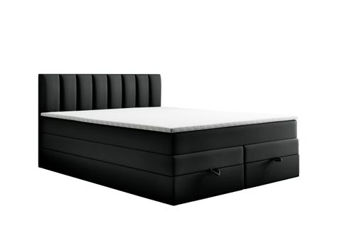 Lit Boxspring 160x200 Cm Gusto Rangement Matelas Ressorts Ensachés Et Surmalelas En Velours Noir
