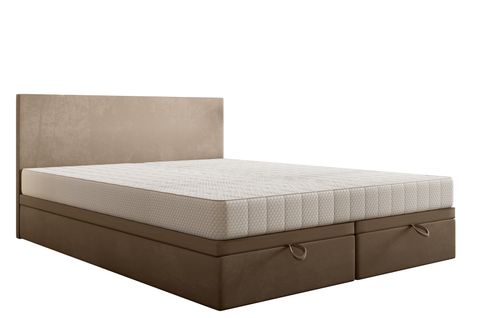 Ensemble 160x200 Cm Siesta Avec Rangement Et Matelas Ressorts Ensachés En Velours Beige