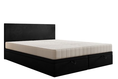 Lit Adulte 160x200 Cm Siesta Avec Rangement Et Matelas Ressorts Ensachés En Velours Noir