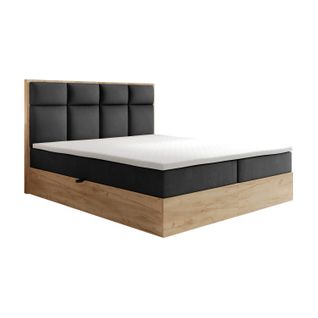 Lit Boxspring 180x200 Cm Selva Rangement Matelas Ressorts Ensachés Et Surmalelas En Velours Noir