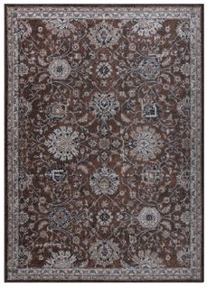 Tapis Salon Marron Gris Ornamental Floral Ritz 140x200cm