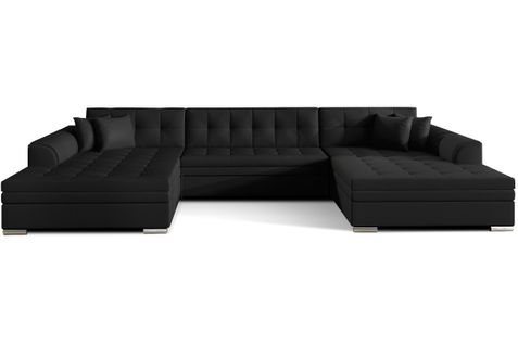 Canapé D'angle Panoramique 5 Places Rima Convertible En Simili - Noir