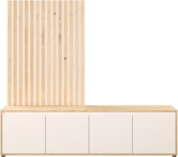 Meuble TV Paroi - Skelpe - Sable / Chene - 4 Portes - 188,3 X 42 X 169,7 Cm