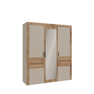 Armoire 3 portes battantes RICCIANO imitation chêne et grège